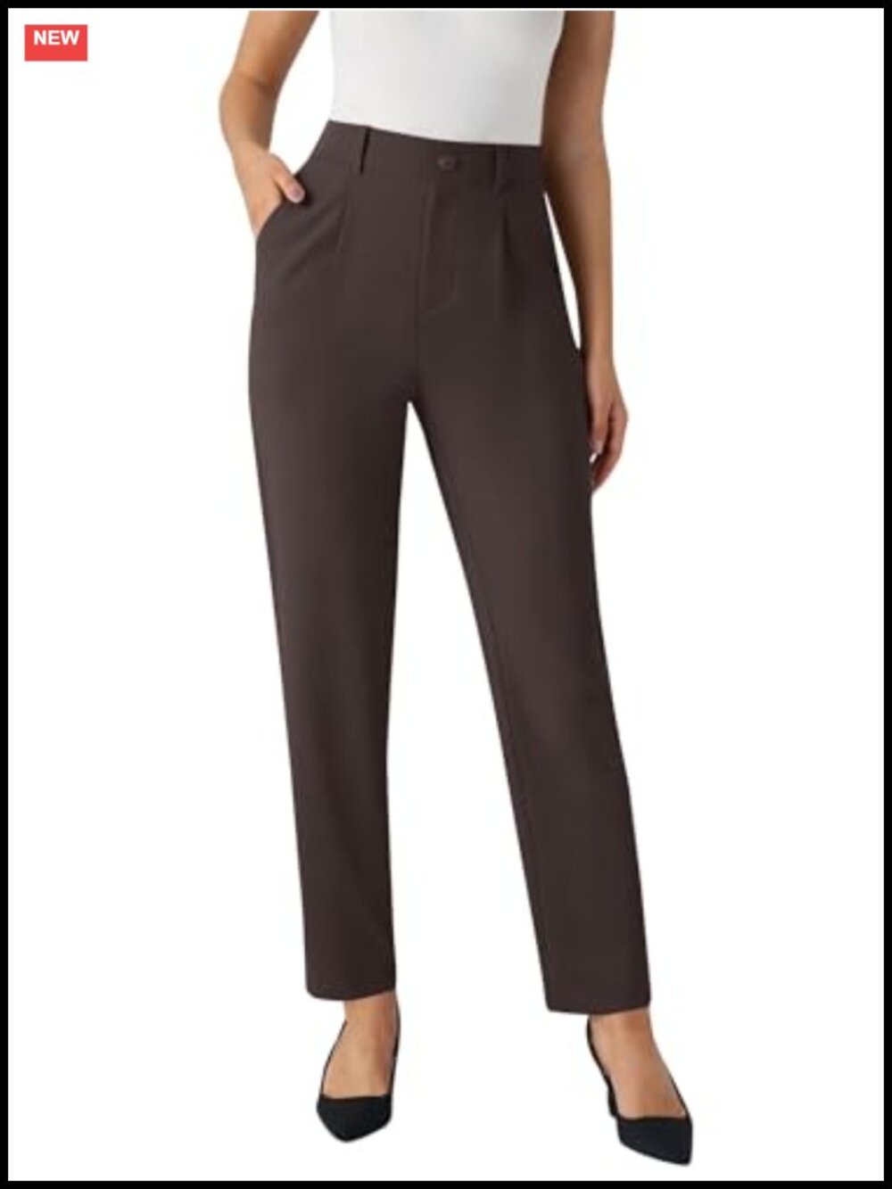 High Waisted Straight Leg Dress Pants Business Casual Slacks with Pockets